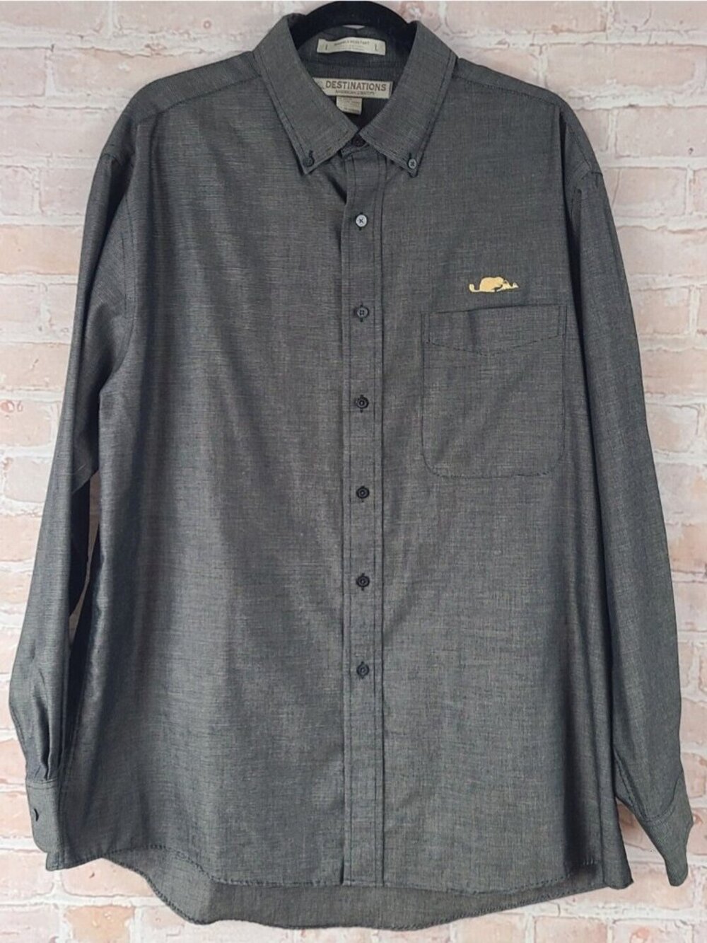 Destinations Long Sleeve Button Business Casual Nailhead Travel Office Shirt Lg